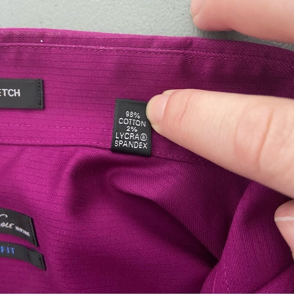 Kenneth Cole Slim Fit Non Iron Men's Dress Shirt Button Down Fuschia 17 32/33 - Picture 3 of 6